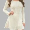 Women's Sweater Dress Jumper Dress Casual Dress Mini Dress Fashion Pure Color Outdoor Daily Going Out Crew Neck Long Sleeve 2023 Regular Fit Black White Wine S M L XL XXL -Tesla Style lfsxpb1696434456477