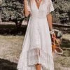 Women's Party Dress Swing Dress Midi Dress White Short Sleeve Pure Color Lace Summer Spring V Neck Elegant Outdoor Weekend 2023 S M L XL 2 Women's Party Dress Swing Dress Midi Dress White Short Sleeve Pure Color Lace Summer Spring V Neck Elegant Outdoor Weekend 2023 S M L XL -Tesla Style lgentb1654497315583
