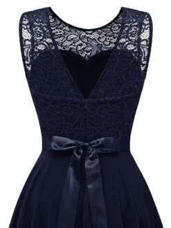 Women‘s Cocktail Party Dress Lace Dress Swing Dress Long Dress Maxi Dress Black Pink Wine Sleeveless Pure Color Lace Fall Spring Summer Crew Neck Fashion 2023 S M L XL XXL 3XL -Tesla Style lgojen1671679528656