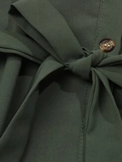 Women's Work Dress Casual Dress Semi Formal Dress Fashion Office Daily Workfashion Mini Dress Lace Up Button V Neck Long Sleeve Plain Loose Fit Army Green Fall Winter S M L XL -Tesla Style lhtlbq1695096215654