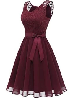 Women's Party Dress Homecoming Dress Cocktail Dress Midi Dress Wine Dark Blue Sleeveless Pure Color Lace Summer Spring V Neck Fashion Wedding Guest Birthday Vacation 2023 S M L XL 2XL -Tesla Style lhuktr1678950778457
