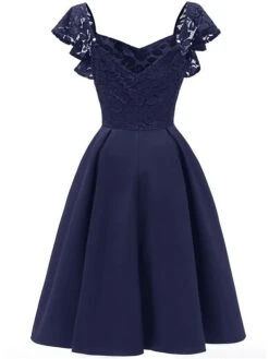 Women‘s Party Dress Wedding Guest Dress Lace Dress Swing Dress Midi Dress Wine Navy Blue Short Sleeve Pure Color Lace Spring Summer V Neck Party Party Spring Dress 2022 S M L XL XXL 14 Women‘s Party Dress Wedding Guest Dress Lace Dress Swing Dress Midi Dress Wine Navy Blue Short Sleeve Pure Color Lace Spring Summer V Neck Party Party Spring Dress 2022 S M L XL XXL -Tesla Style libjpu1631505764072