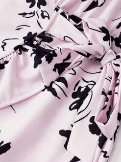 Women's Work Dress Semi Formal Dress Wrap Dress Fashion Mini Dress Lace Up Ruffle Crew Neck Long Sleeve Floral Regular Fit Black Pink Fuchsia Fall S M L XL XXL -Tesla Style ljknym1693300588568