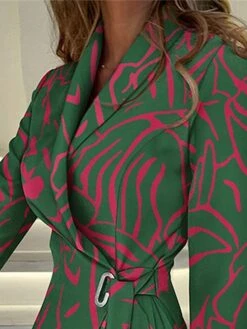 Women's Work Dress Blazer Dress A Line Dress Midi Dress Black Fuchsia Orange 3/4 Length Sleeve Color Block Ruched Fall Winter Autumn Shirt Collar Elegant 2023 S M L XL XXL -Tesla Style ljvfhx1663646503539