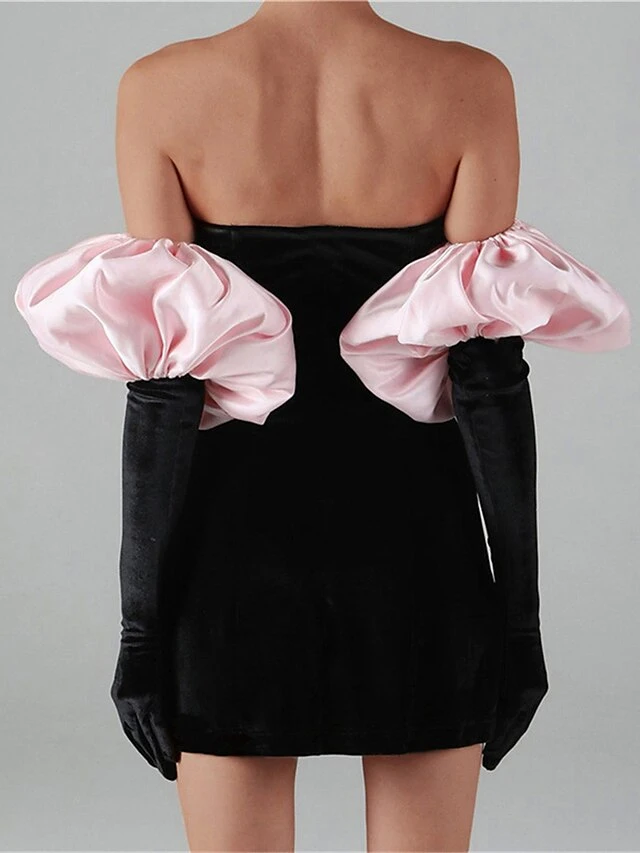 Women's Party Dress Velvet Dress Homecoming Dress Mini Dress Black White Pink Long Sleeve Color Block Backless Spring Fall Winter Strapless Fashion Winter Dress Wedding Guest Birthday Loose Fit 2023 5 Women's Party Dress Velvet Dress Homecoming Dress Mini Dress Black White Pink Long Sleeve Color Block Backless Spring Fall Winter Strapless Fashion Winter Dress Wedding Guest Birthday Loose Fit 2023 - Image 3