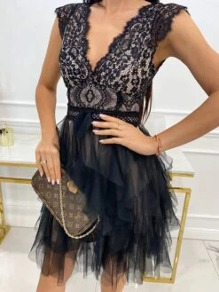 Women's Party Dress Lace Dress Homecoming Dress Midi Dress Black White Pink Sleeveless Pure Color Lace Summer Spring V Neck Vacation Vacation Spring Dress Slim 2023 S M L XL -Tesla Style llqxkn1678073214790