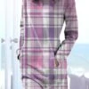 Women's Casual Dress Sweatshirt Dress Winter Dress Plaid Pocket Print Crew Neck Mini Dress Fashion Streetwear Outdoor Daily Long Sleeve Loose Fit Purple Fall Winter S M L XL XXL