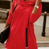 Women‘s Hoodie Dress Winter Dress Black Army Green Red Long Sleeve Pure Color Zipper Pocket Winter Fall Hooded Stylish Modern Mature Fall Dress 2022 S M L XL XXL 3XL 4XL 5XL -Tesla Style lnoxnz1664423545678