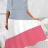 Women's Work Dress Casual Dress Swing Dress Fashion Winter Dress Daily Midi Dress Print V Neck Long Sleeve Geometric Color Block Regular Fit Pink Blue Fall Winter S M L XL XXL -Tesla Style lnptnz1694490796523