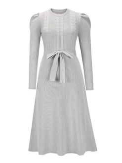 Women's Sweater Dress Winter Dress Jumper Dress Midi Dress Lace Up Ruched Daily Date Going Out Active Fashion Crew Neck Long Sleeve 2023 Slim Black Red Dark Green Color S M L XL XXL Size -Tesla Style lortmm1692174412039