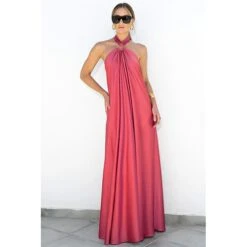 Women's Party Dress Satin Dress Long Dress Maxi Dress Blue Orange Green Sleeveless Pure Color Backless Summer Spring Halter Neck Fashion Loose Fit 2023 S M L XL -Tesla Style losegz1657547101318