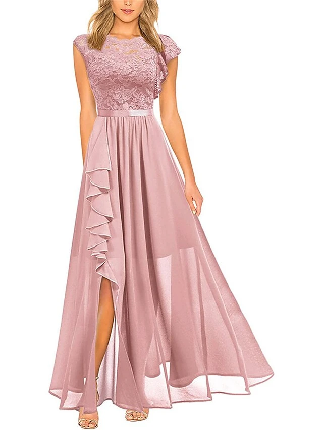 Women's Party Dress Lace Dress Homecoming Dress Long Dress Maxi Dress Pink Red Blue Short Sleeve Pure Color Lace Summer Spring Crew Neck Fashion Birthday Evening Party Wedding Guest Slim 2023 S M L XL 3 Women's Party Dress Lace Dress Homecoming Dress Long Dress Maxi Dress Pink Red Blue Short Sleeve Pure Color Lace Summer Spring Crew Neck Fashion Birthday Evening Party Wedding Guest Slim 2023 S M L XL