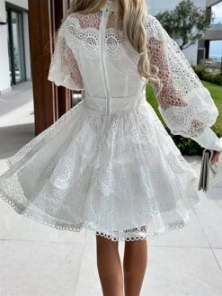 Women's Party Dress Lace Dress Homecoming Dress Mini Dress Black White Long Sleeve Pure Color Lace Summer Spring Fall Stand Collar Fashion Wedding Guest Birthday Vacation Slim 2023 S M L XL 25 Women's Party Dress Lace Dress Homecoming Dress Mini Dress Black White Long Sleeve Pure Color Lace Summer Spring Fall Stand Collar Fashion Wedding Guest Birthday Vacation Slim 2023 S M L XL -Tesla Style lpivpe1681263745708