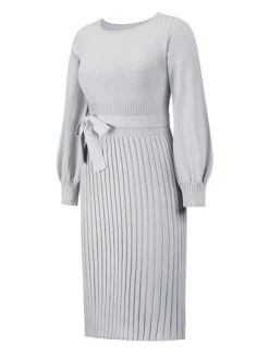 Women‘s Sweater Dress Winter Dress Bodycon Knee Length Dress Black Dark Green Khaki Long Sleeve Pure Color Lace Up Fall Winter Autumn Crew Neck Elegant Winter Dress Fall Dress 2023 S M L XL XXL -Tesla Style lpywno1657786353051