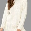 Women's Sweater Dress Jumper Dress Casual Dress Mini Dress Warm Pure Color Outdoor Casual Daily Going Out Crew Neck Long Sleeve 2023 Loose Fit White S M L -Tesla Style lrtpgo1695643790912