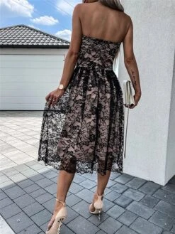 Women's Party Dress Lace Dress Homecoming Dress Mini Dress Black White Sleeveless Pure Color Backless Summer Spring Strapless Stylish Vacation Spring Dress 2023 S M L XL -Tesla Style ltcqkn1655262366346