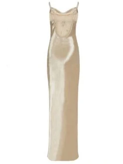 Women‘s Christmas Prom Dress Party Dress Satin Dress Long Dress Maxi Dress Red Gold Sleeveless Pure Color Backless Spring Fall Winter Spaghetti Strap Fashion Birthday Evening Party Wedding Guest -Tesla Style lubbzu1692173961531