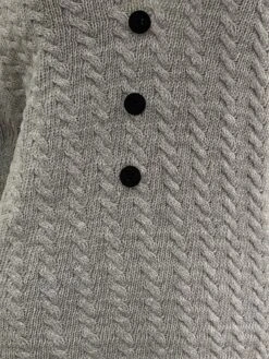 Women‘s Sweater Dress Winter Dress Bodycon Mini Dress Gray Long Sleeve Pure Color Button Fall Winter Autumn V Neck Elegant Winter Dress Fall Dress 2023 S M L XL XXL -Tesla Style luopdm1696759491064