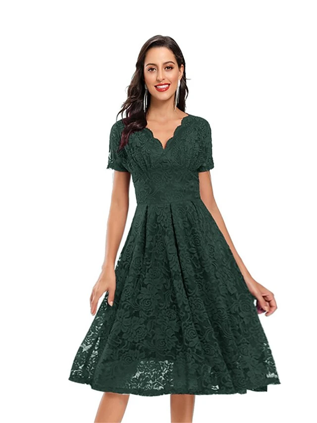 Women's Party Dress Lace Dress Homecoming Dress Midi Dress Black Pink Wine Short Sleeve Pure Color Lace Summer Spring Fall V Neck Fashion Evening Party Wedding Guest Fall Dress 2023 S M L XL 15 Women's Party Dress Lace Dress Homecoming Dress Midi Dress Black Pink Wine Short Sleeve Pure Color Lace Summer Spring Fall V Neck Fashion Evening Party Wedding Guest Fall Dress 2023 S M L XL - Image 13