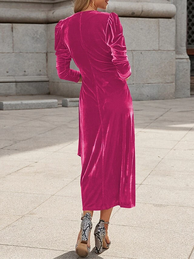 Women's Party Dress Velvet Dress Cocktail Dress Midi Dress Black Red Royal Blue Long Sleeve Pure Color Lace Up Spring Fall Winter V Neck Fashion Winter Dress Wedding Guest Vacation 2023 S M L XL 14 Women's Party Dress Velvet Dress Cocktail Dress Midi Dress Black Red Royal Blue Long Sleeve Pure Color Lace Up Spring Fall Winter V Neck Fashion Winter Dress Wedding Guest Vacation 2023 S M L XL - Image 12