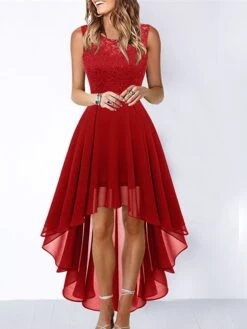 Women‘s Cocktail Party Dress Lace Dress Swing Dress Long Dress Maxi Dress Black Pink Wine Sleeveless Pure Color Lace Fall Spring Summer Crew Neck Fashion 2023 S M L XL XXL 3XL -Tesla Style lwuztg1657089343112