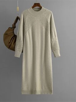 Women's Sweater Dress Jumper Dress Winter Dress Midi Dress Fashion Plain Outdoor Holiday Vacation Going Out Crew Neck Long Sleeve 2023 Loose Fit Black Blue Purple One Size -Tesla Style lxnwnd1697711382094