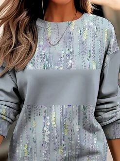 Women's Casual Dress Sweatshirt Dress Winter Dress Floral Print Crew Neck Mini Dress Fashion Streetwear Outdoor Daily Long Sleeve Loose Fit Blue Green Fall Winter S M L XL XXL -Tesla Style lxqubn1695310251865