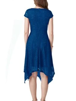 Women's Party Dress Lace Dress Cocktail Dress Midi Dress Black Pink Wine Short Sleeve Pure Color Lace Spring Fall Winter V Neck Fashion Winter Dress Wedding Guest Vacation 2023 S M L XL XXL -Tesla Style lycqdd1692180419131