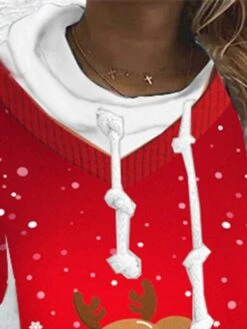 Women's Christmas Hoodie Dress Shift Dress Mini Dress Wine Long Sleeve Santa Claus Elk Snowman Print Winter Fall Hooded Vacation Casual 2022 S M L XL XXL 3XL -Tesla Style lzcjqs1667268303630