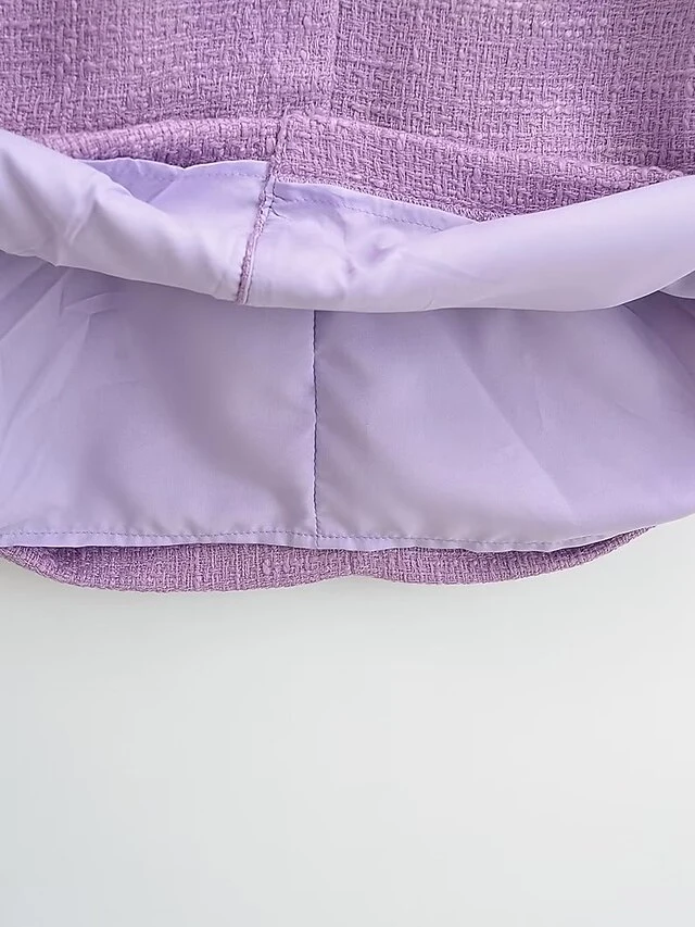 Women's Work Dress Casual Dress Sheath Dress Fashion Office Daily Mini Dress Patchwork Button Stand Collar Short Sleeve Plain Regular Fit Purple Fall Winter S M L 12 Women's Work Dress Casual Dress Sheath Dress Fashion Office Daily Mini Dress Patchwork Button Stand Collar Short Sleeve Plain Regular Fit Purple Fall Winter S M L - Image 10