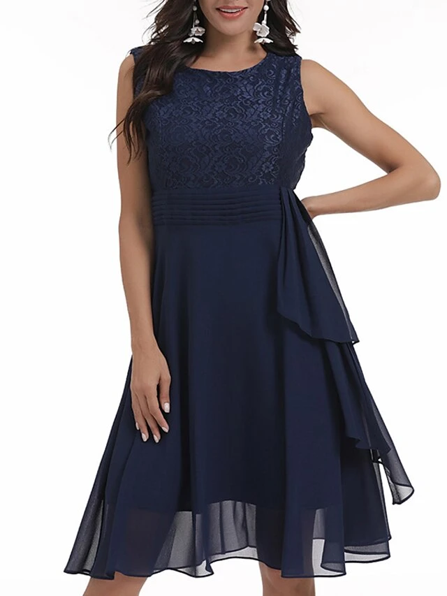 Women‘s Party Dress Homecoming Dress Wedding Guest Dress Lace Dress Midi Dress Pink Wine Navy Blue Sleeveless Solid Color Lace Spring Summer Crew Neck Elegant Party Spring Dress 2022 S M L XL XXL 12 Women‘s Party Dress Homecoming Dress Wedding Guest Dress Lace Dress Midi Dress Pink Wine Navy Blue Sleeveless Solid Color Lace Spring Summer Crew Neck Elegant Party Spring Dress 2022 S M L XL XXL - Image 10