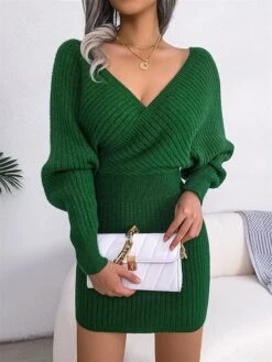 Women's Sweater Dress Winter Dress Jumper Dress Mini Dress Ruched Daily Date Going Out Active Fashion Crew Neck Long Sleeve 2023 Regular Fit Black White Blue Color S M L Size -Tesla Style mbpzvd1692858704279