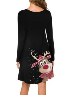 Women's Casual Dress Christmas Dress Sweatshirt Dress Snowflake Ugly Christmas Print Crew Neck Mini Dress Active Fashion Outdoor Christmas Long Sleeve Loose Fit Black Brown Khaki Fall Winter S M L XL -Tesla Style mdaxag1695888569728