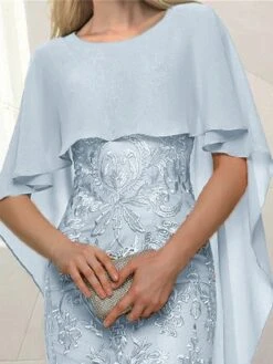 Women‘s Party Dress Bodycon Sheath Dress Formal Special Occasion Evening Party Midi Dress Party Stylish Crew Neck Half Sleeve Lace Embroidered Light Blue Floral S M L XL 2XL -Tesla Style meivbm1675416467943