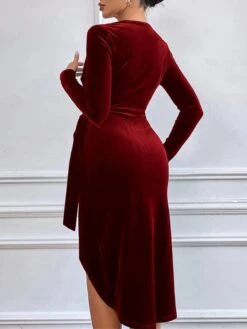 Women‘s Christmas Party Dress Velvet Dress Cocktail Dress Midi Dress Wine Long Sleeve Pure Color Lace Up Spring Fall Winter V Neck Fashion Winter Dress Wedding Guest Vacation 2023 S M L XL 8 Women‘s Christmas Party Dress Velvet Dress Cocktail Dress Midi Dress Wine Long Sleeve Pure Color Lace Up Spring Fall Winter V Neck Fashion Winter Dress Wedding Guest Vacation 2023 S M L XL -Tesla Style messpj1692858011425