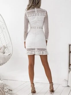 Women‘s Wedding Guest Dress Homecoming Dress Lace Dress Party Dress Sheath Dress Mini Dress White Long Sleeve Pure Color Lace Winter Fall High Neck Fashion Winter Dress Weekend 2023 7 Women‘s Wedding Guest Dress Homecoming Dress Lace Dress Party Dress Sheath Dress Mini Dress White Long Sleeve Pure Color Lace Winter Fall High Neck Fashion Winter Dress Weekend 2023 -Tesla Style meugcs1661418315672