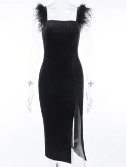 Women's Party Dress Velvet Dress Feather Dress Midi Dress Black Sleeveless Pure Color Split Spring Fall Winter Square Neck Fashion Winter Dress Evening Party Wedding Guest 2023 S M L 11 Women's Party Dress Velvet Dress Feather Dress Midi Dress Black Sleeveless Pure Color Split Spring Fall Winter Square Neck Fashion Winter Dress Evening Party Wedding Guest 2023 S M L -Tesla Style mgvtxg1692351384357