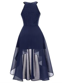 Women‘s Party Dress Wedding Guest Dress Lace Dress Swing Dress Midi Dress Pink Wine Navy Blue Sleeveless Pure Color Lace Fall Spring Autumn Halter Party Party Spring Dress 2023 S M L XL XXL -Tesla Style miuifv1631860616839