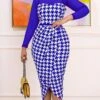 Women's Work Dress Casual Dress Sheath Dress Fashion Office Daily Workfashion Midi Dress Split Print Crew Neck Long Sleeve Houndstooth Regular Fit Red Blue Fall Winter S M L XL XXL 1 Women's Work Dress Casual Dress Sheath Dress Fashion Office Daily Workfashion Midi Dress Split Print Crew Neck Long Sleeve Houndstooth Regular Fit Red Blue Fall Winter S M L XL XXL -Tesla Style miwejw1695645172159