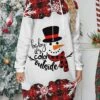 Women's Casual Dress Hoodie Dress Mini Dress Warm Fashion Outdoor Christmas Holiday Hoodie Print Snowman Snowflake Loose Fit White S M L XL XXL -Tesla Style mjcmsu1696733097529