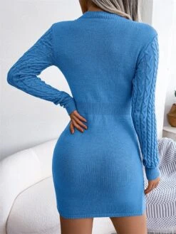 Women's Sweater Dress Winter Dress Jumper Dress Mini Dress Cut Out Daily Date Going Out Active Fashion Crew Neck Long Sleeve 2023 Slim Black Wine Blue Color S M L Size -Tesla Style mjehhm1692858721605