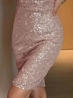 Women‘s Semi Formal Party Dress Sequin Dress Homecoming Dress Mini Dress Pink Half Sleeve Pure Color Sequins Winter Fall V Neck 2023 S M L XL XXL -Tesla Style mjnhfn1660818754521