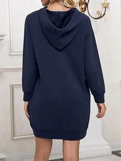 Women's Casual Dress Hoodie Dress Shift Dress Mini Dress Pocket Outdoor Street Daily Active Fashion Hooded Long Sleeve 2023 Loose Fit Black Wine Army Green Color S M L XL XXL Size -Tesla Style mkevis1693558123012