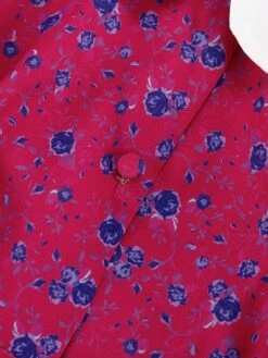 Women's Work Dress Casual Dress Shift Dress Fashion Winter Dress Daily Midi Dress Lace Up Patchwork Shirt Collar Long Sleeve Floral Color Block Regular Fit Pink Red Fall Winter S M L -Tesla Style mkzuzj1695645265078