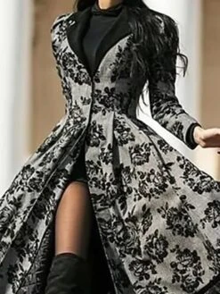 Women‘s Halloween Dress Party Dress Lace Dress Swing Dress Midi Dress Black Long Sleeve Floral Lace Spring Fall Winter Crew Neck Classic Party Winter Dress 2023 S M L XL XXL -Tesla Style mlbhpb1636082323322