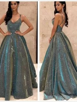 Women's Prom Dress Party Dress Homecoming Dress Long Dress Maxi Dress Silver Green Gray Sleeveless Color Gradient Ruched Summer Spring Fall Spaghetti Strap Fashion Party Birthday Evening Party 2023 S -Tesla Style mlxogf1671529298255