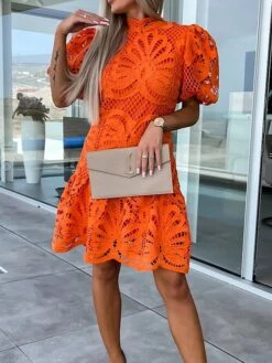 Women's Party Dress Lace Dress Cut Out Dress Mini Dress White Purple Fuchsia Short Sleeve Pure Color Lace Summer Spring Stand Collar Fashion Birthday Wedding Guest Vacation 2023 S M L XL 15 Women's Party Dress Lace Dress Cut Out Dress Mini Dress White Purple Fuchsia Short Sleeve Pure Color Lace Summer Spring Stand Collar Fashion Birthday Wedding Guest Vacation 2023 S M L XL -Tesla Style mmtouv1680508497428