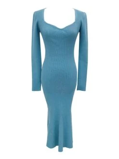 Women's Sweater Dress Jumper Dress Casual Dress Midi Dress Fashion Pure Color Outdoor Daily Vacation Going Out V Neck Long Sleeve Patchwork 2023 Regular Fit Black Pink Blue S M -Tesla Style mmuwsd1695268449936