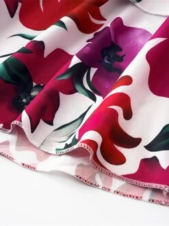 Women's Work Dress Semi Formal Dress Wrap Dress Fashion Mini Dress Ruffle Layered V Neck Long Sleeve Floral Regular Fit Red Purple Orange Fall S M L XL XXL -Tesla Style movdcm1693300599311