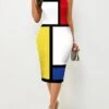 Women's Work Dress Sheath Dress Semi Formal Dress Fashion Midi Dress Print Crew Neck Sleeveless Polka Dot Color Block Regular Fit Yellow Summer Spring S M L XL XXL -Tesla Style mownme1680487516419